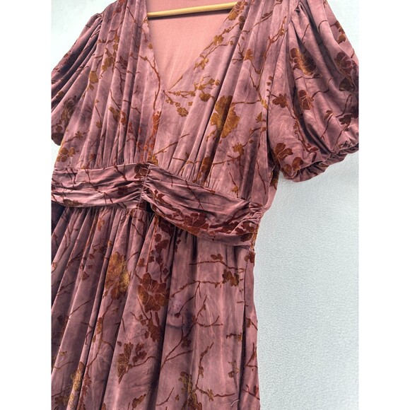 Baltic Born Leslie Dress Size 1XL Dusty Clove Velvet Burnout Maxi Short Sleeve - Picture 6 of 16